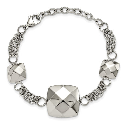 7.25 Zoll Edelstahl Poliert Hohl Squares 7.25 Zoll mit 2 Zoll Verlängerung. Armband