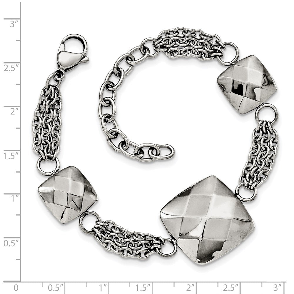 7.25 Zoll Edelstahl Poliert Hohl Squares 7.25 Zoll mit 2 Zoll Verlängerung. Armband