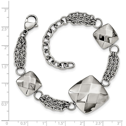 7.25 Zoll Edelstahl Poliert Hohl Squares 7.25 Zoll mit 2 Zoll Verlängerung. Armband