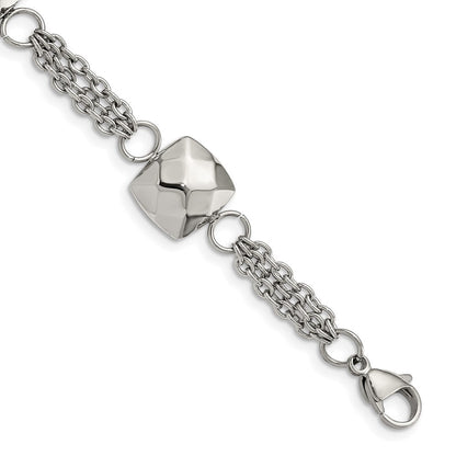 7.25 Zoll Edelstahl Poliert Hohl Squares 7.25 Zoll mit 2 Zoll Verlängerung. Armband