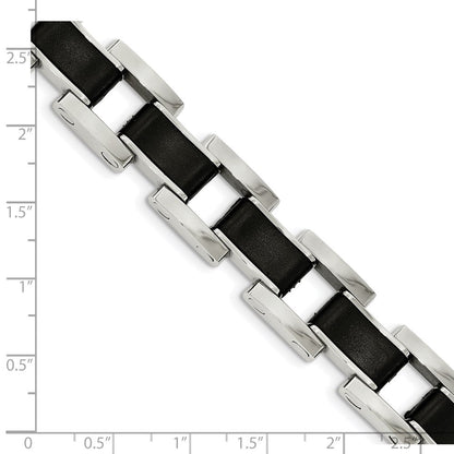 Edelstahl Chisel Poliert mit Schwarz Gummi Einlage 8.5 Zoll Glieder Armband