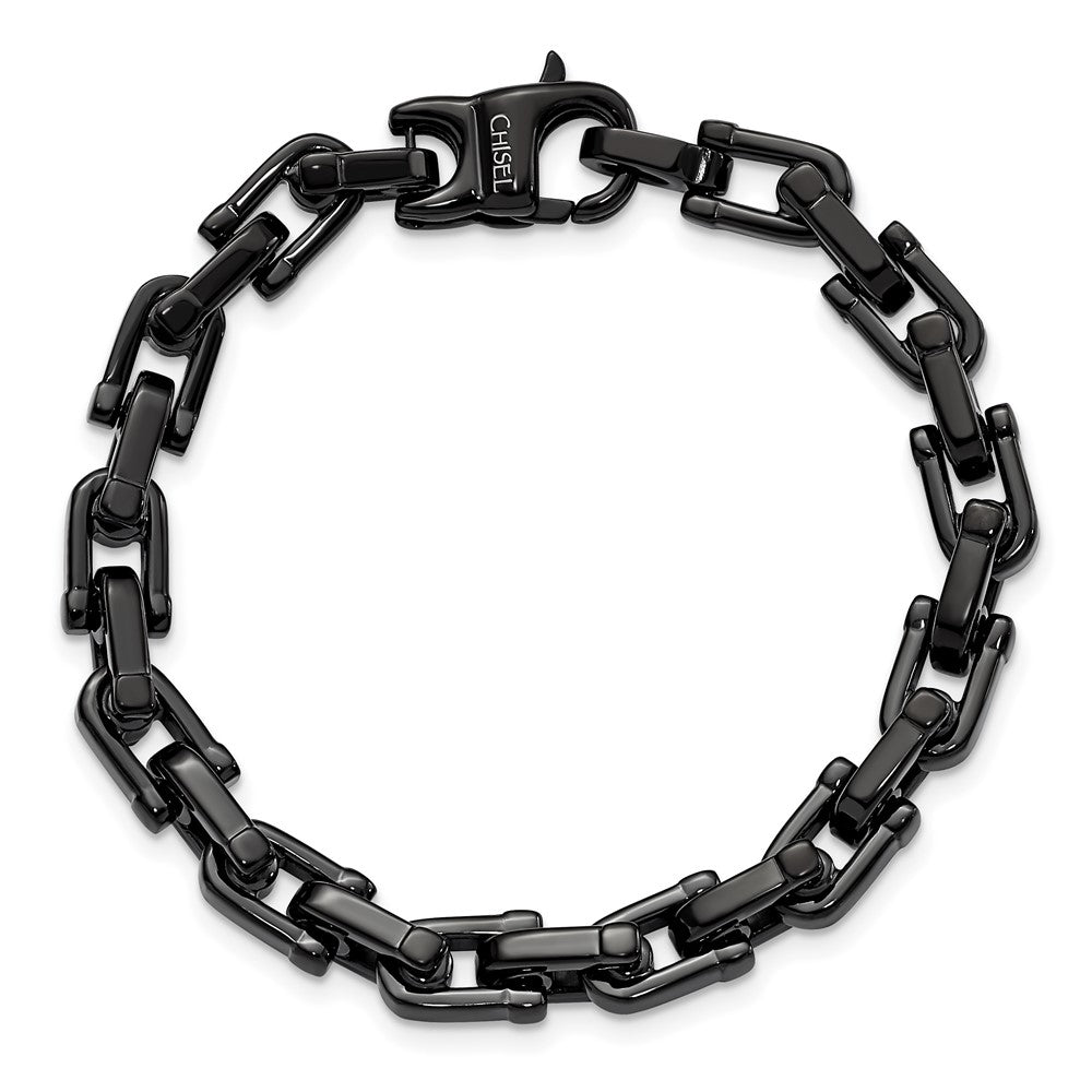 Edelstahl Chisel Poliert Schwarz Ip-beschichtet 8.5 Zoll Fantasieglieder Armband