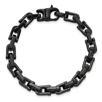 Edelstahl Chisel Poliert Schwarz Ip-beschichtet 8.5 Zoll Fantasieglieder Armband