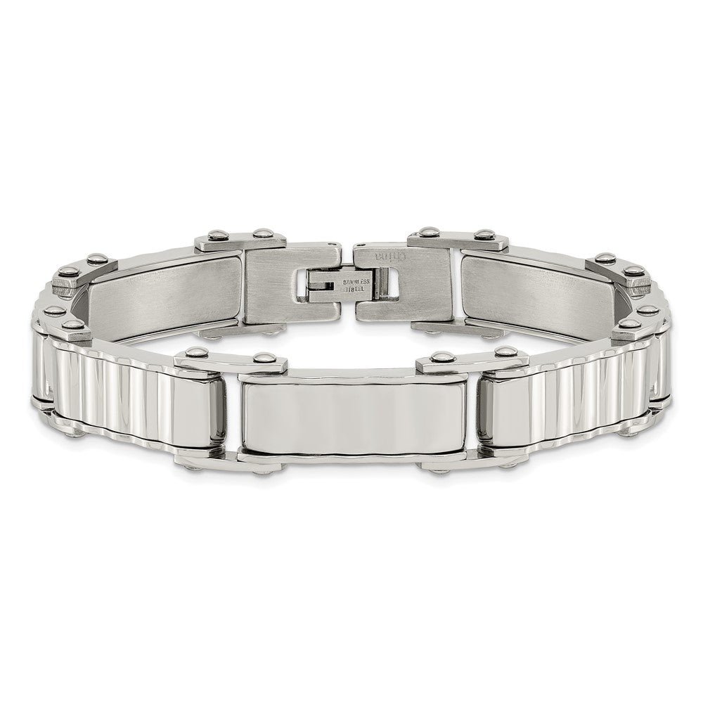 8 Zoll Edelstahl Poliert und Strukturiert 8 Zoll Armband