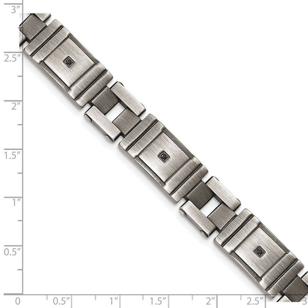 Edelstahl Chisel Antikisiert und Gebürstet mit Schwarz Zirkonia 8.75 Zoll Glieder Armband