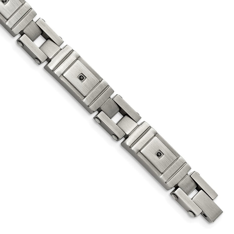 Edelstahl Chisel Antikisiert und Gebürstet mit Schwarz Zirkonia 8.75 Zoll Glieder Armband