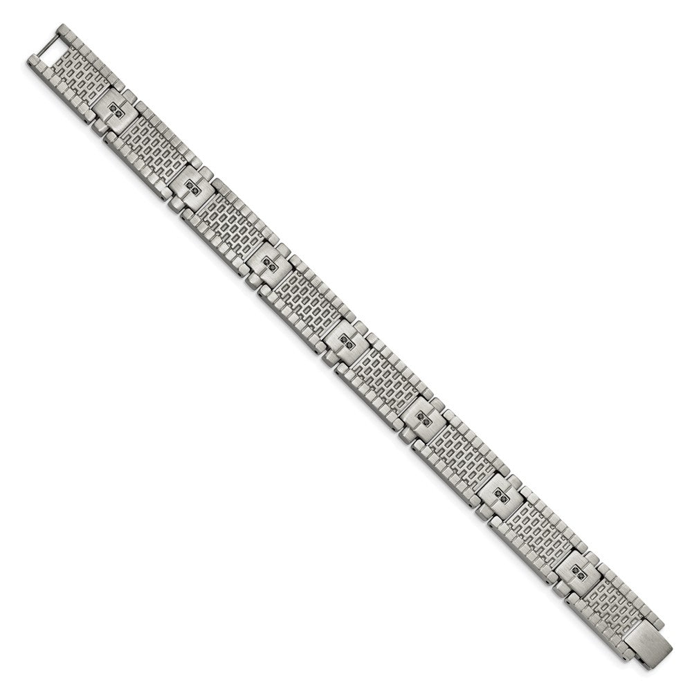 8.25 Zoll Edelstahl Antikisiert und Gebürstet mit Zirkonia 8.25 Zoll Armband