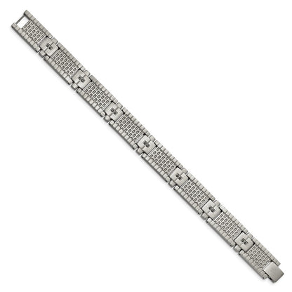 8.25 Zoll Edelstahl Antikisiert und Gebürstet mit Zirkonia 8.25 Zoll Armband