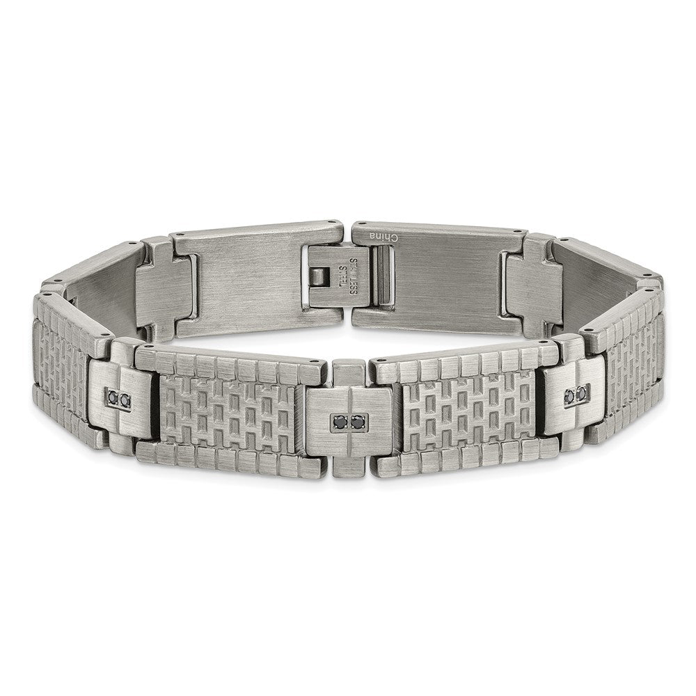 8.25 Zoll Edelstahl Antikisiert und Gebürstet mit Zirkonia 8.25 Zoll Armband