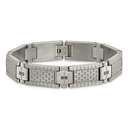 8.25 Zoll Edelstahl Antikisiert und Gebürstet mit Zirkonia 8.25 Zoll Armband