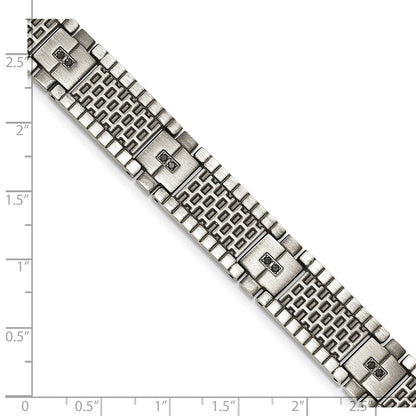 8.25 Zoll Edelstahl Antikisiert und Gebürstet mit Zirkonia 8.25 Zoll Armband