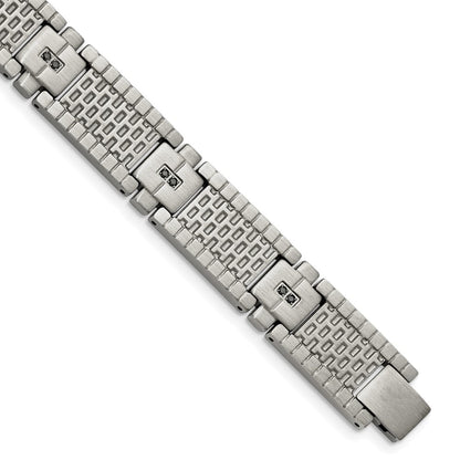 8.25 Zoll Edelstahl Antikisiert und Gebürstet mit Zirkonia 8.25 Zoll Armband