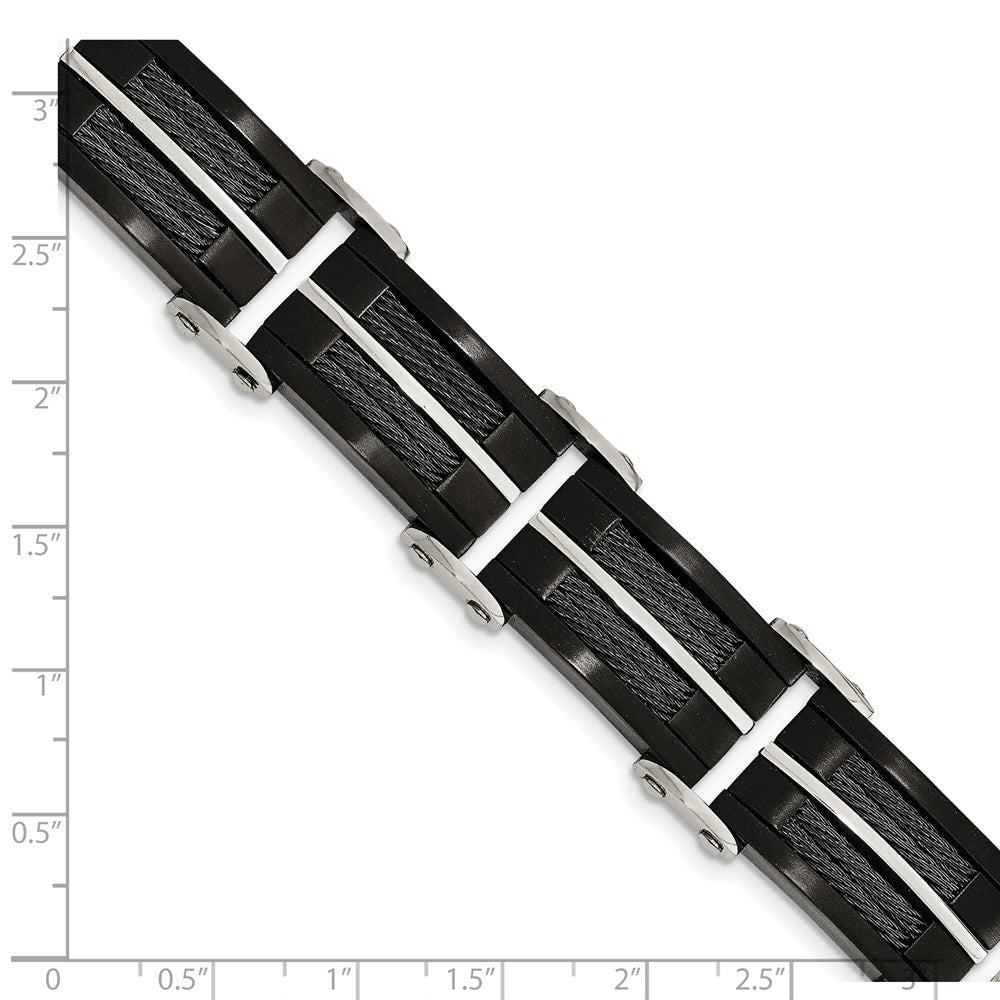 Edelstahl Chisel Gebürstet und Poliert Schwarz Ip-beschichtet mit Ankerkette Einlage 8.75 Zoll Glieder Armband