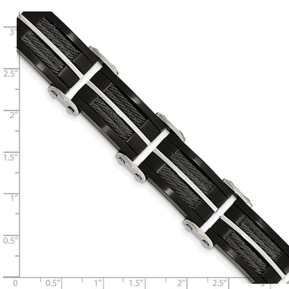 Edelstahl Chisel Gebürstet und Poliert Schwarz Ip-beschichtet mit Ankerkette Einlage 8.75 Zoll Glieder Armband