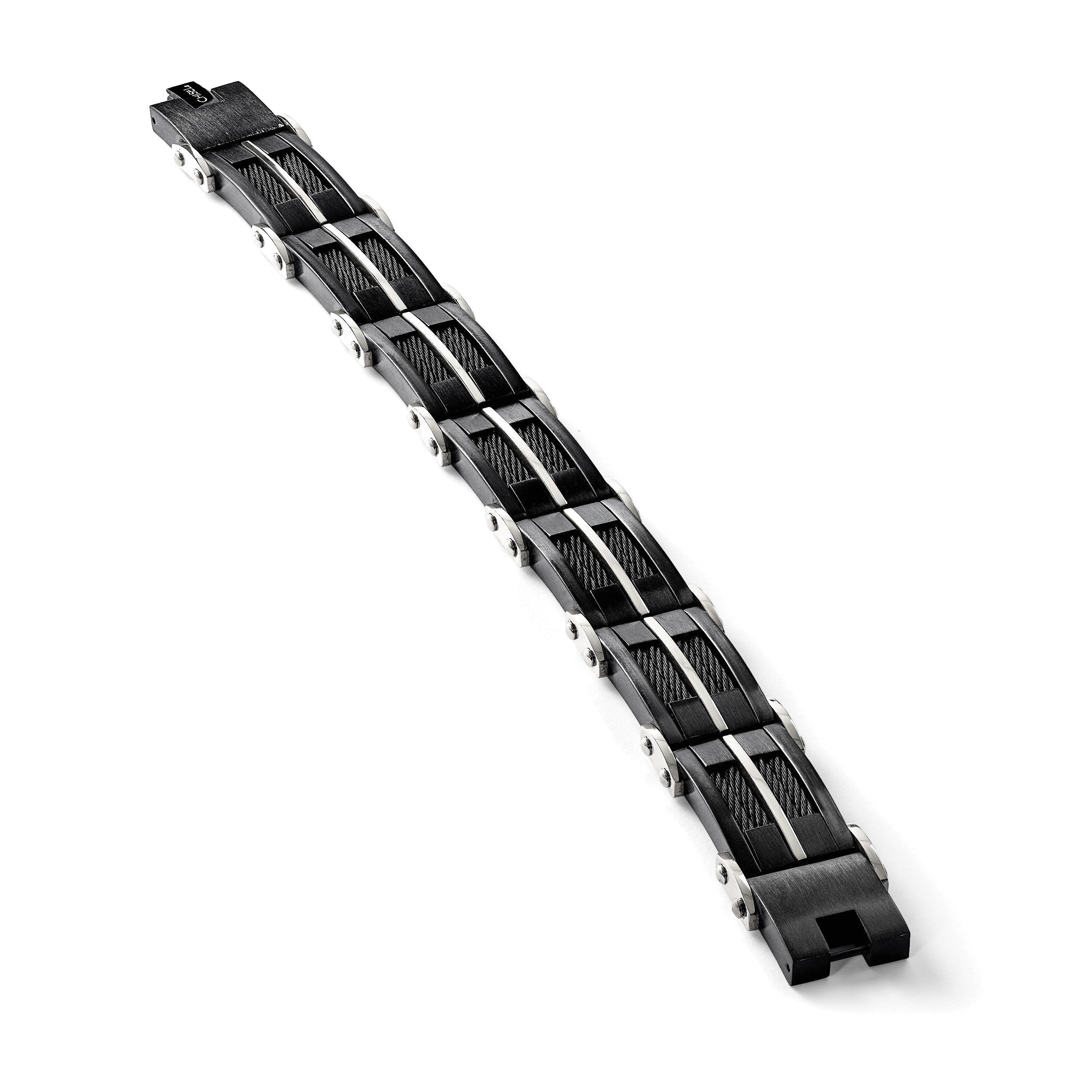 Edelstahl Chisel Gebürstet und Poliert Schwarz Ip-beschichtet mit Ankerkette Einlage 8.75 Zoll Glieder Armband