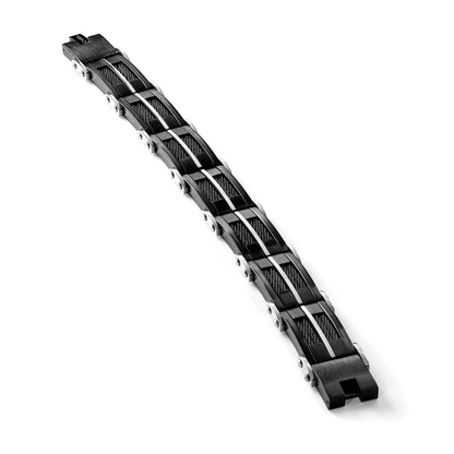 Edelstahl Chisel Gebürstet und Poliert Schwarz Ip-beschichtet mit Ankerkette Einlage 8.75 Zoll Glieder Armband