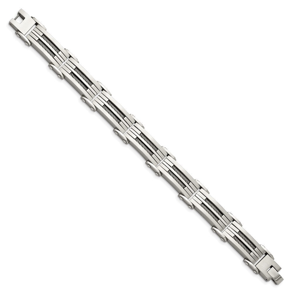 Edelstahl Chisel Gebürstet und Poliert mit Ankerkette Einlage 8.5 Zoll Armband