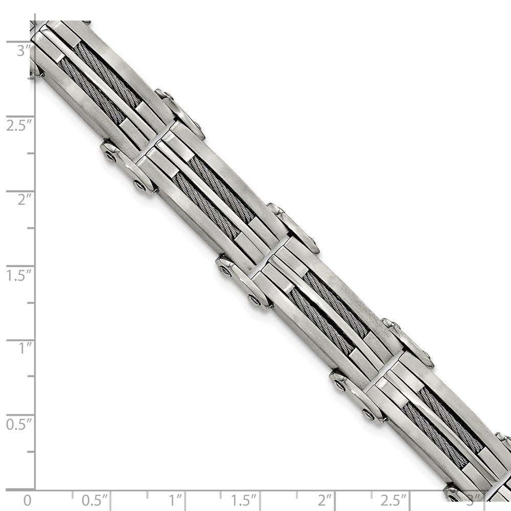 Edelstahl Chisel Gebürstet und Poliert mit Ankerkette Einlage 8.5 Zoll Armband