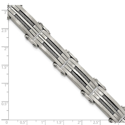 Edelstahl Chisel Gebürstet und Poliert mit Ankerkette Einlage 8.5 Zoll Armband