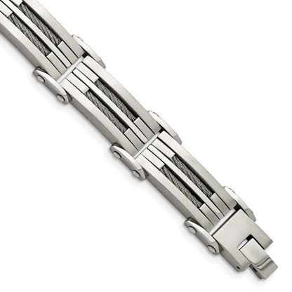 Edelstahl Chisel Gebürstet und Poliert mit Ankerkette Einlage 8.5 Zoll Armband