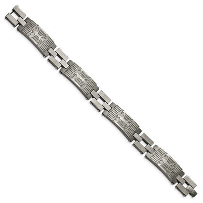 Edelstahl Chisel Antikisiert und Gebürstet 8.5 Zoll Adler Glieder Armband
