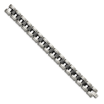 Edelstahl Chisel Gebürstet und Poliert mit Schwarz Keramik 8.5 Zoll Glieder Armband