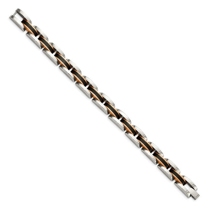 9 Zoll Chisel Edelstahl Poliert Schwarz und Rose Ip-beschichtet 8.5 Glieder Armband