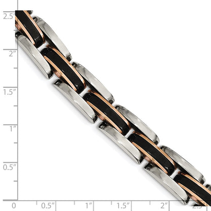 9 Zoll Chisel Edelstahl Poliert Schwarz und Rose Ip-beschichtet 8.5 Glieder Armband