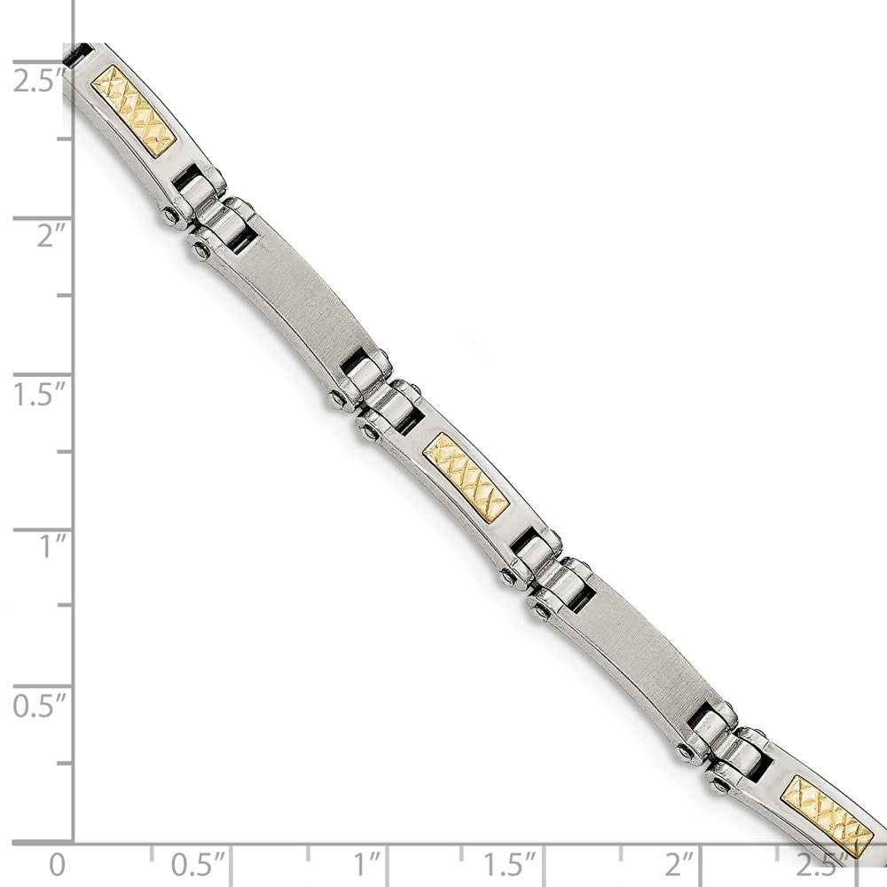 Edelstahl Chisel mit 14K Gold Akzente Gebürstet und Poliert 8.25 Zoll Glieder Armband