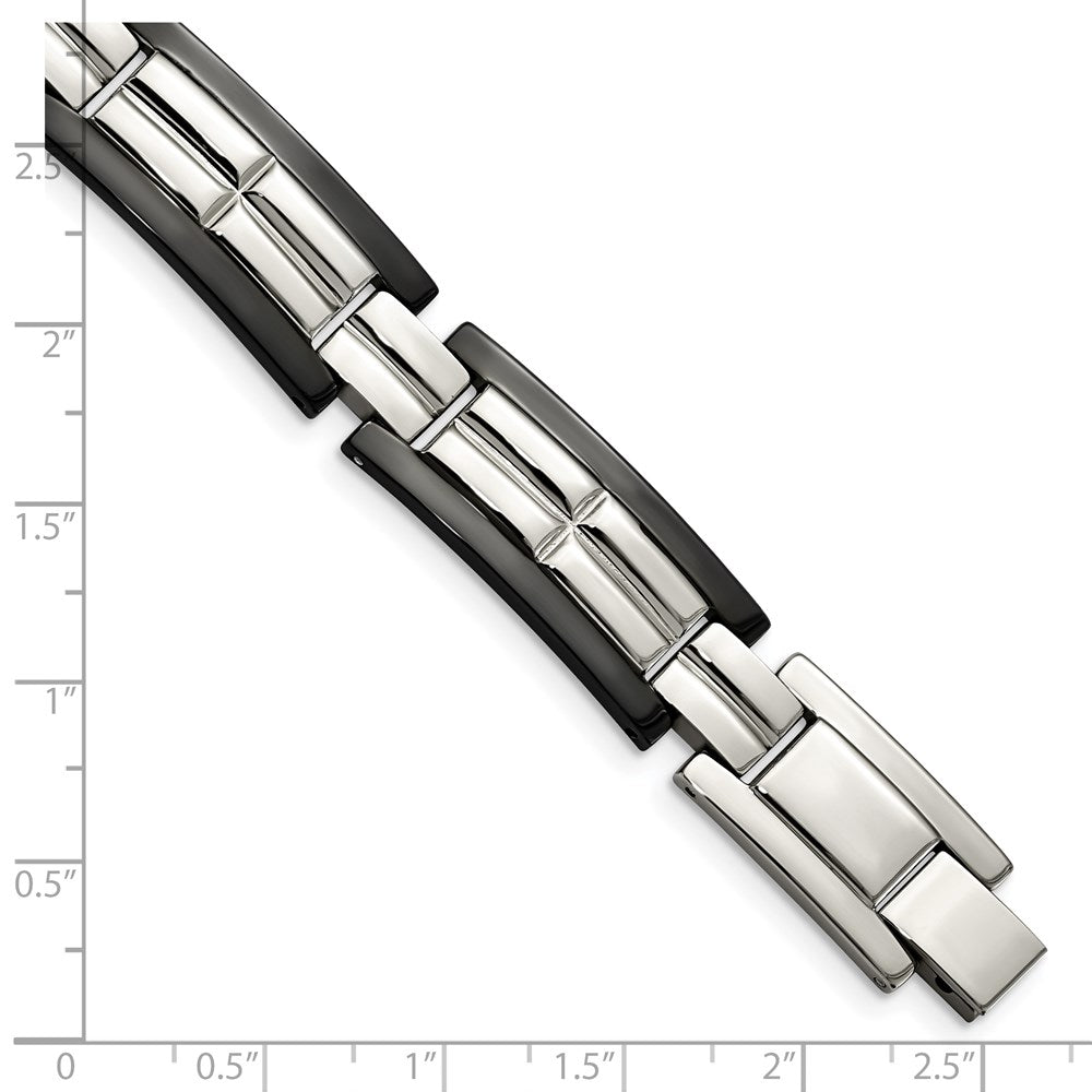 Edelstahl Chisel Poliert Schwarz Ip-beschichtet 8.5 Zoll Glieder Armband