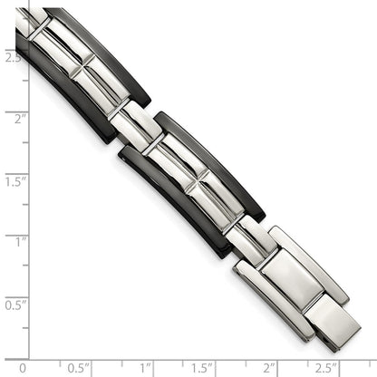 Edelstahl Chisel Poliert Schwarz Ip-beschichtet 8.5 Zoll Glieder Armband