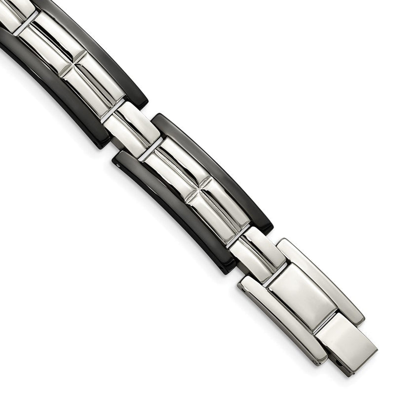 Edelstahl Chisel Poliert Schwarz Ip-beschichtet 8.5 Zoll Glieder Armband