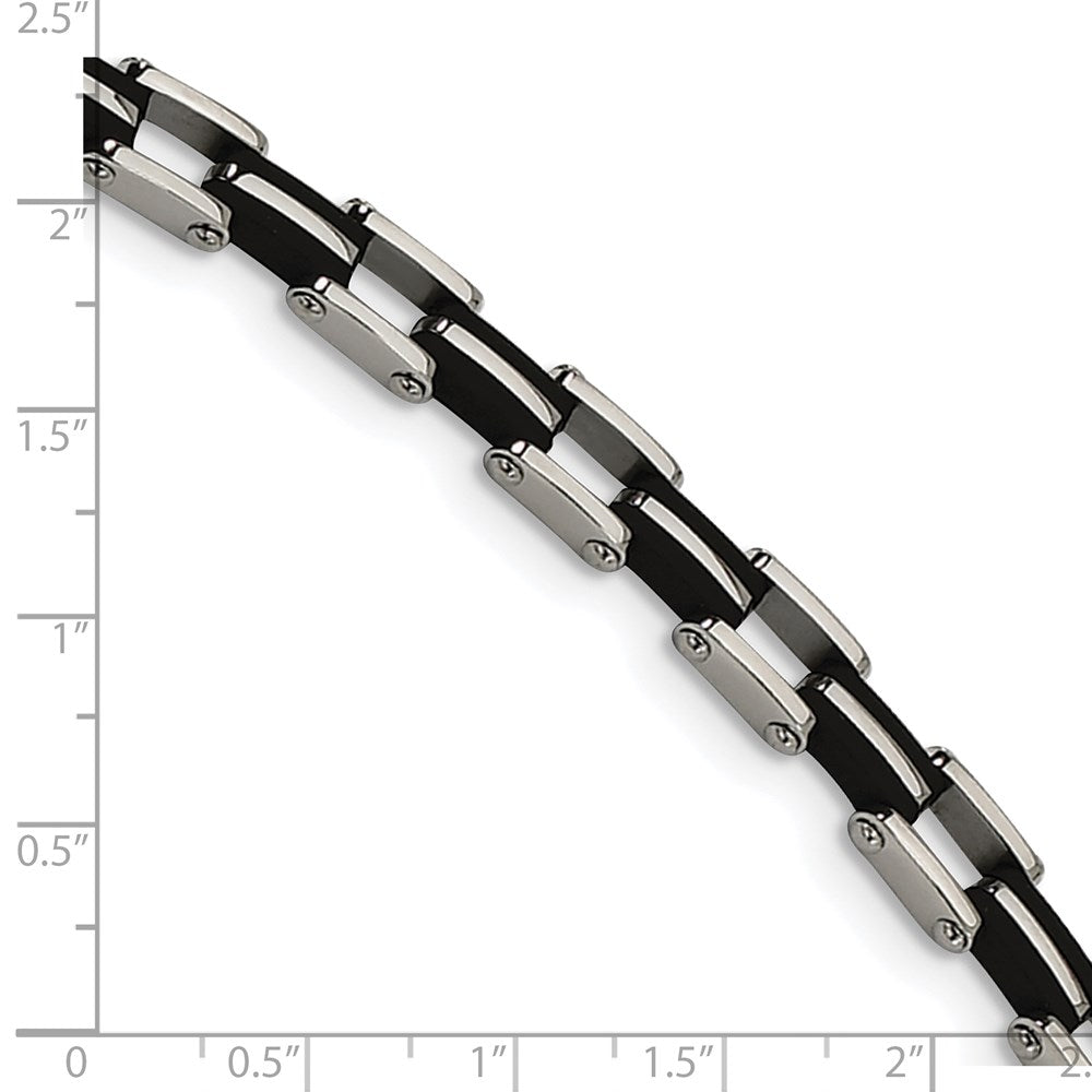 Edelstahl Chisel Poliert mit Schwarz Gummi 8.75 Zoll Glieder Armband