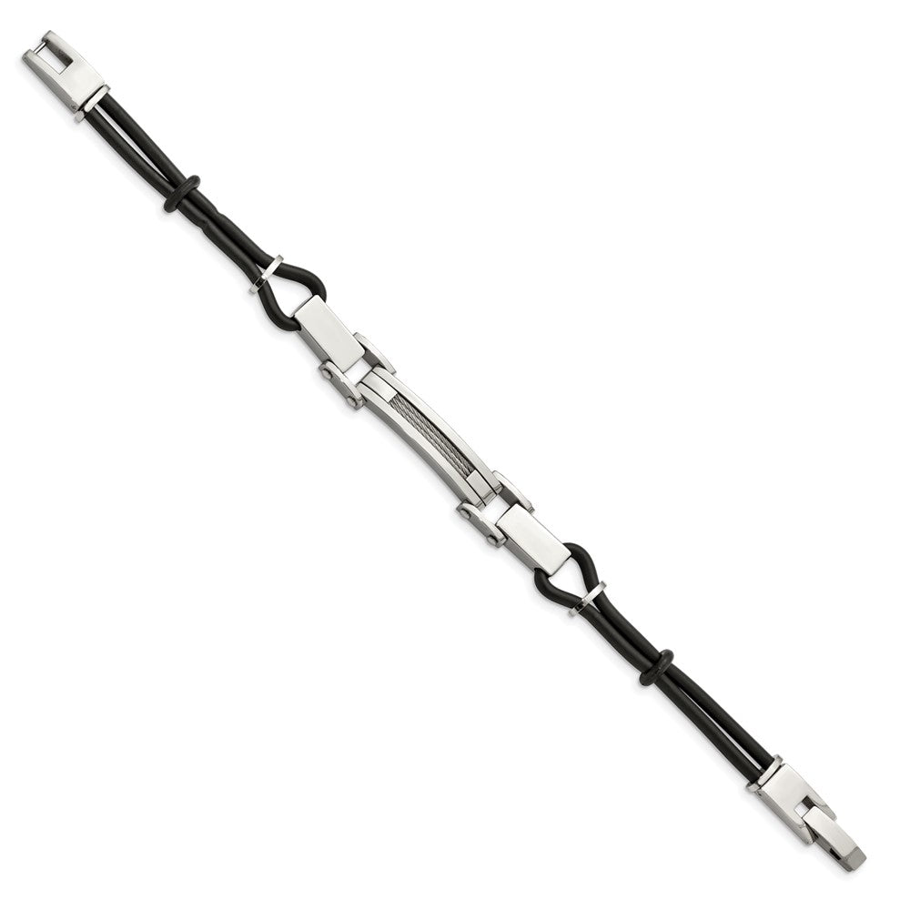 9 Zoll Edelstahl 9 Zoll Poliert mit Draht Einlage und Pu Kordel Armband