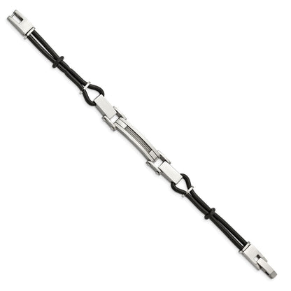 9 Zoll Edelstahl 9 Zoll Poliert mit Draht Einlage und Pu Kordel Armband