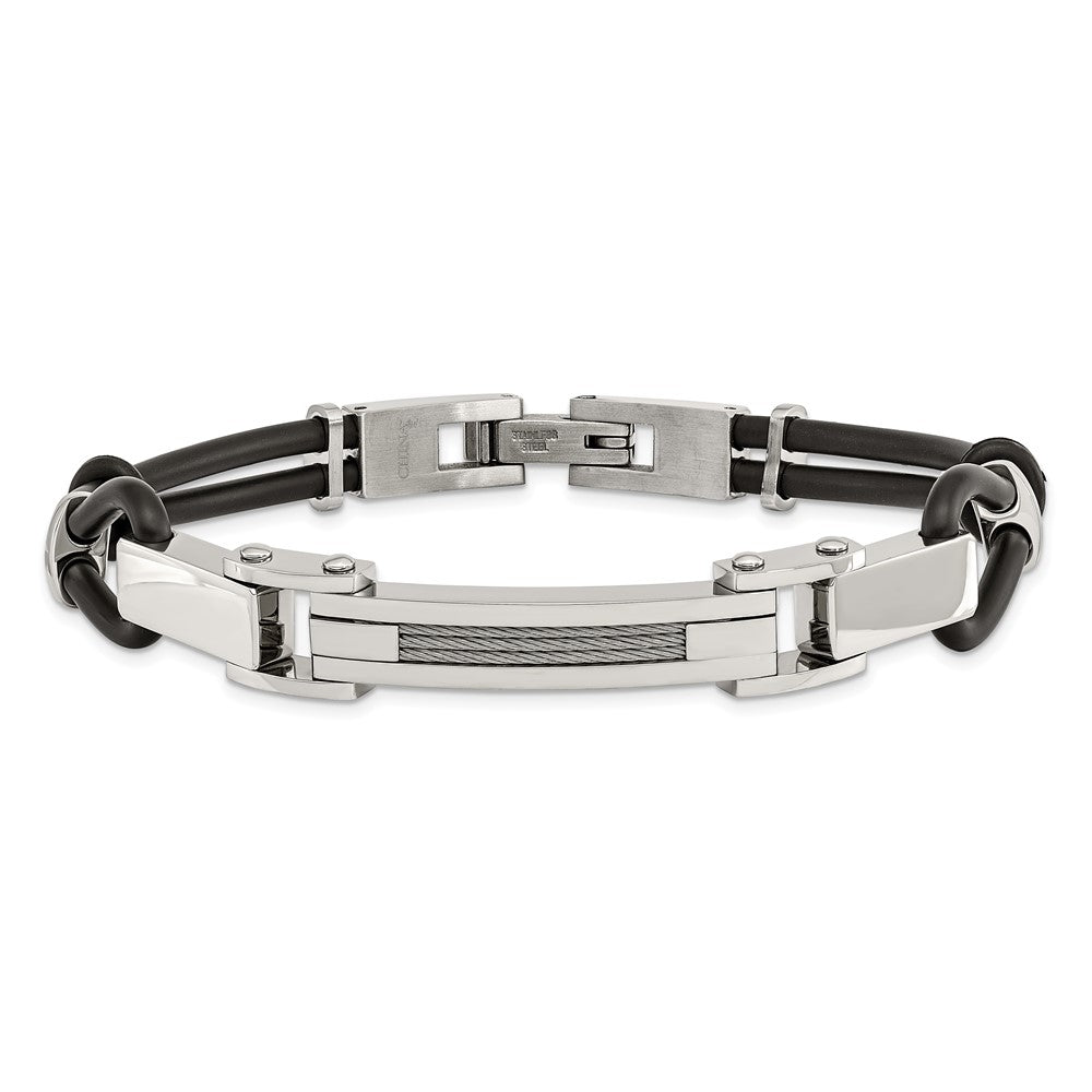 9 Zoll Edelstahl 9 Zoll Poliert mit Draht Einlage und Pu Kordel Armband