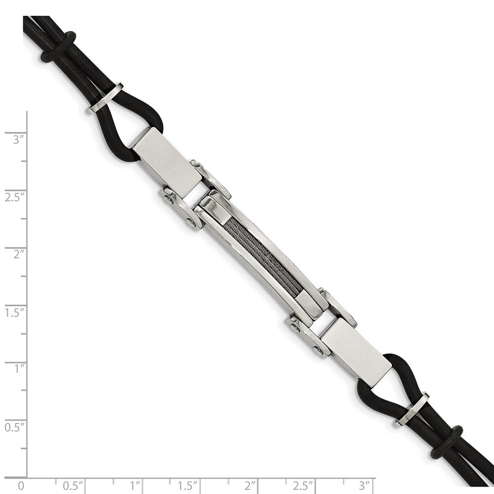 9 Zoll Edelstahl 9 Zoll Poliert mit Draht Einlage und Pu Kordel Armband
