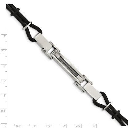 9 Zoll Edelstahl 9 Zoll Poliert mit Draht Einlage und Pu Kordel Armband