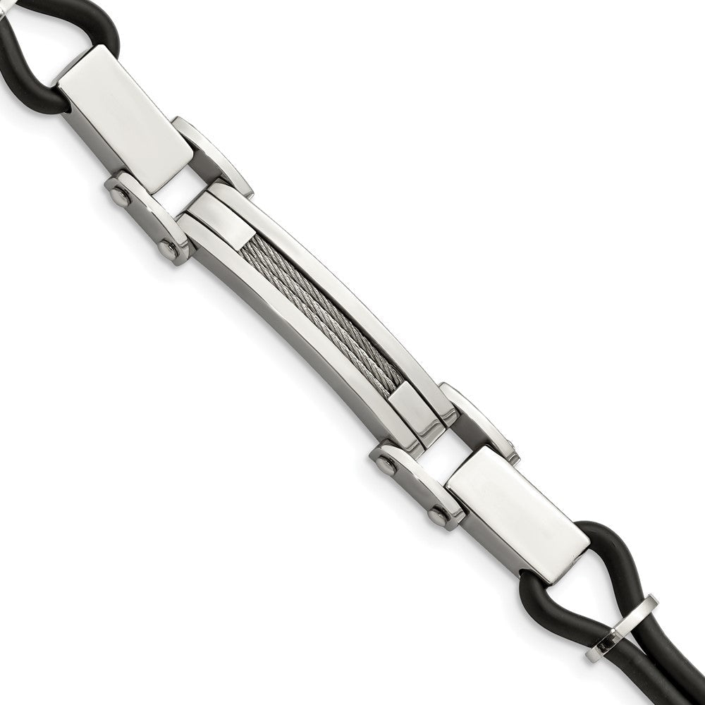 9 Zoll Edelstahl 9 Zoll Poliert mit Draht Einlage und Pu Kordel Armband