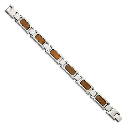 Edelstahl Chisel Poliert mit Tiger Auge Einlage 8.5 Zoll Glieder Armband