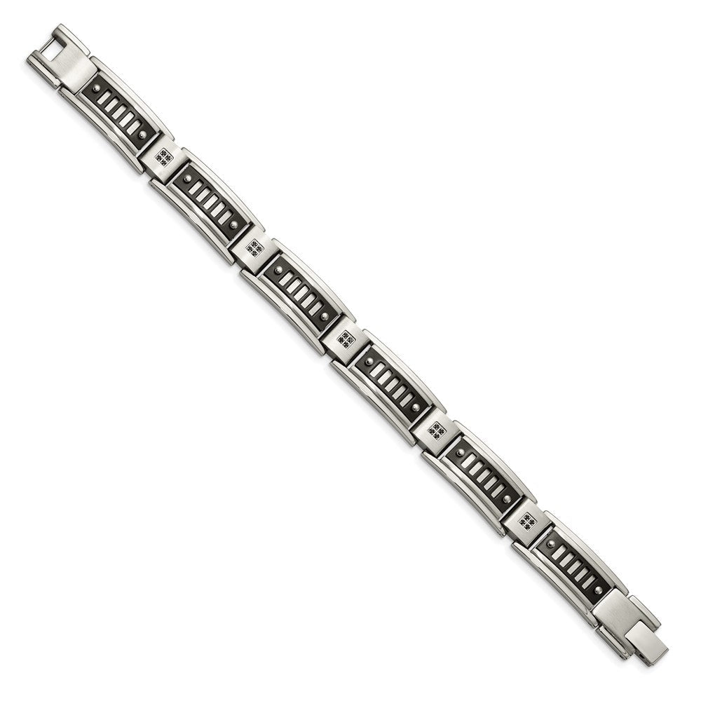 8.5 Zoll Edelstahl Poliert Schwarz Ip-beschichtet mit Zirkonia 8.5 Zoll Armband