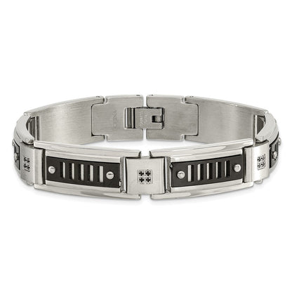 8.5 Zoll Edelstahl Poliert Schwarz Ip-beschichtet mit Zirkonia 8.5 Zoll Armband