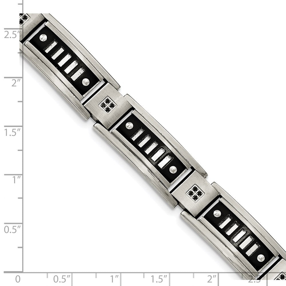 8.5 Zoll Edelstahl Poliert Schwarz Ip-beschichtet mit Zirkonia 8.5 Zoll Armband