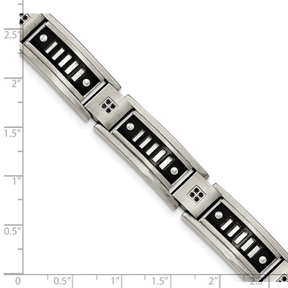 8.5 Zoll Edelstahl Poliert Schwarz Ip-beschichtet mit Zirkonia 8.5 Zoll Armband