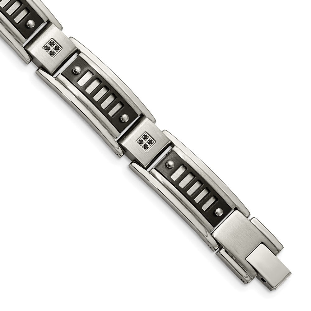8.5 Zoll Edelstahl Poliert Schwarz Ip-beschichtet mit Zirkonia 8.5 Zoll Armband