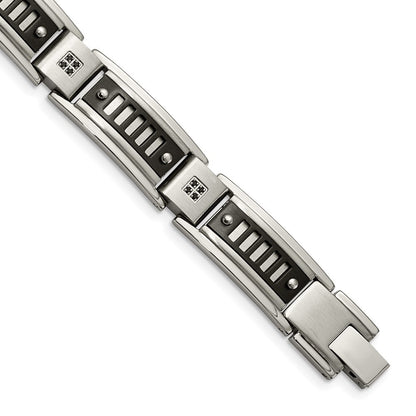 8.5 Zoll Edelstahl Poliert Schwarz Ip-beschichtet mit Zirkonia 8.5 Zoll Armband