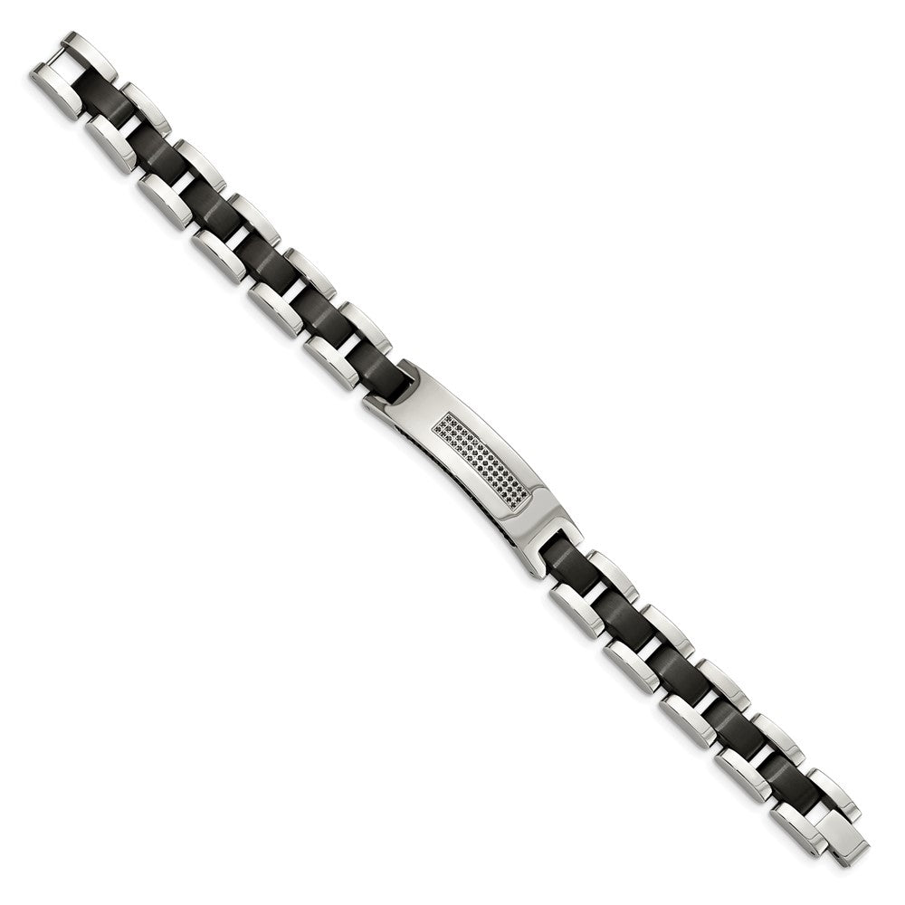 8.5 Zoll Edelstahl Gebürstet und Poliert Schwarz Ip-beschichtet mit Zirkonia 8.5 Zoll Armband
