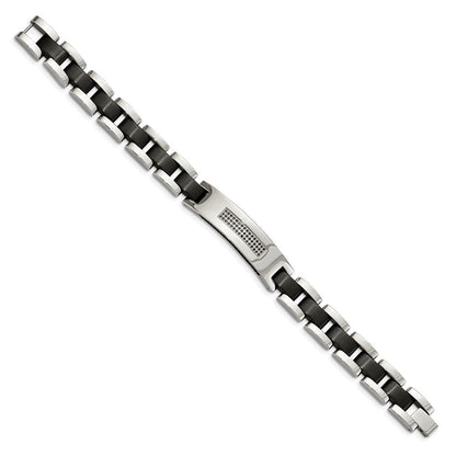 8.5 Zoll Edelstahl Gebürstet und Poliert Schwarz Ip-beschichtet mit Zirkonia 8.5 Zoll Armband
