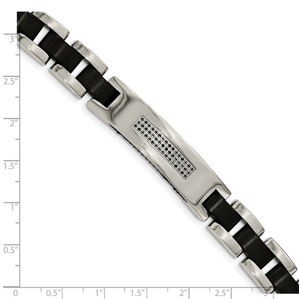 8.5 Zoll Edelstahl Gebürstet und Poliert Schwarz Ip-beschichtet mit Zirkonia 8.5 Zoll Armband