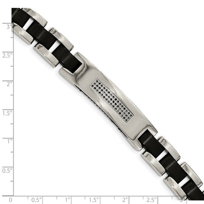 8.5 Zoll Edelstahl Gebürstet und Poliert Schwarz Ip-beschichtet mit Zirkonia 8.5 Zoll Armband